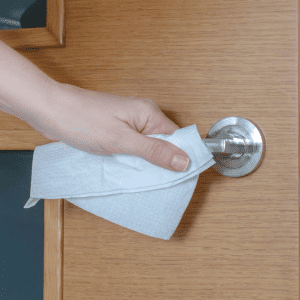 Disinfecting schools door handle